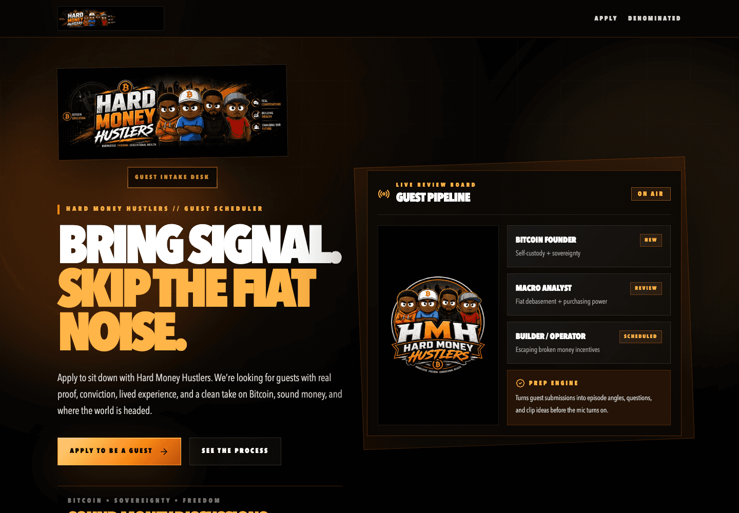 Hard Money Hustlers Scheduler desktop website screenshot