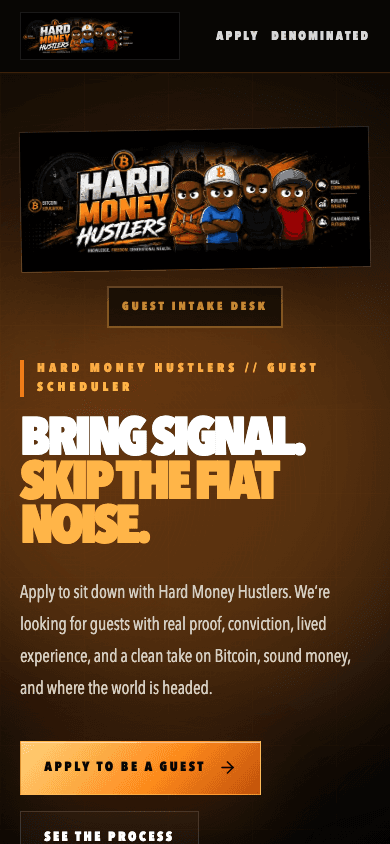 Hard Money Hustlers Scheduler mobile website screenshot